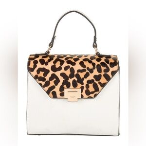 Dune London Pony-Hair Trimmed Handle Bag, White Handbag
